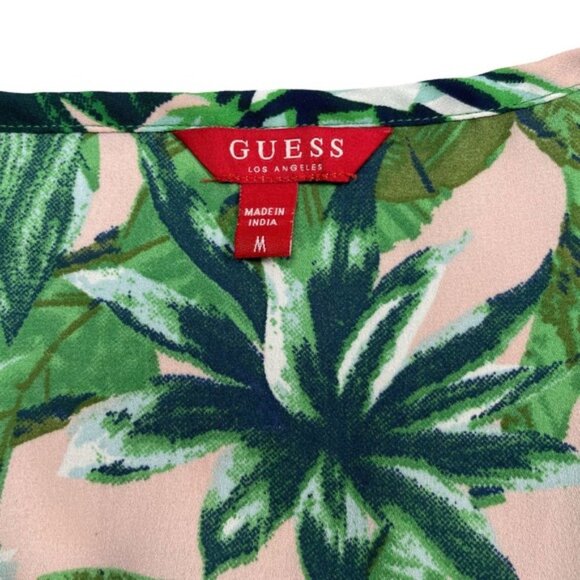 GUESS Palin Maxi Top Sz Medium Pink Floss Multi - Picture 6 of 6